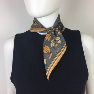 VERA NEUMANN VTG Blue Orange & Yellow Floral Scarf